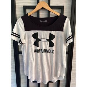 Under Armour Black white logo short sleeve loose fit t shirt top.M